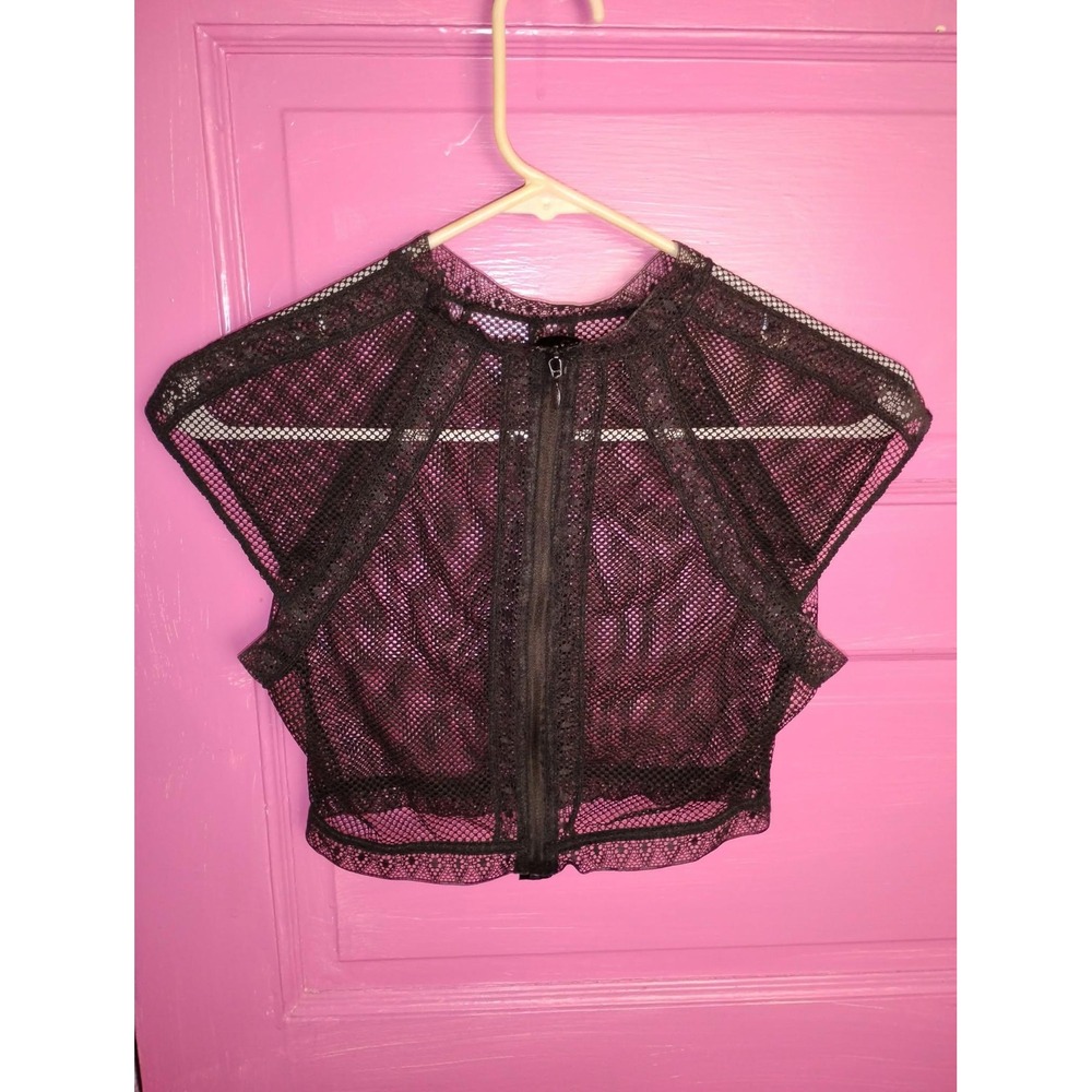 Victoria's Secret Very Sexy Mesh Sheer Crop Top Black XS Grunge Goth Whimsigoth